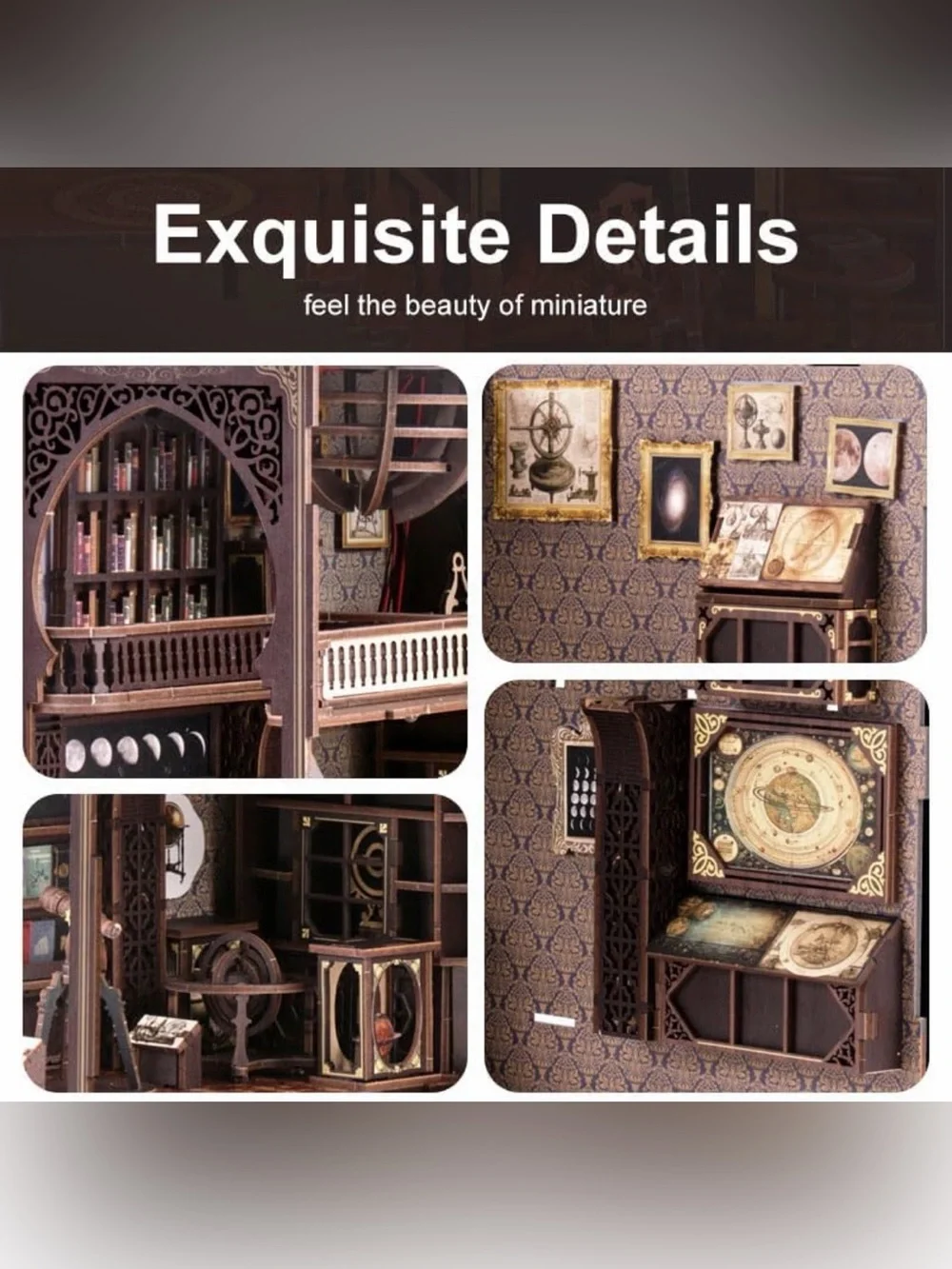 3D Wooden Book Nook Kit Museum of Astronomy with Lights